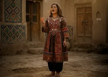 canto femminile in Afghanistan — donna che canta in un ambiente tradizionale afgano